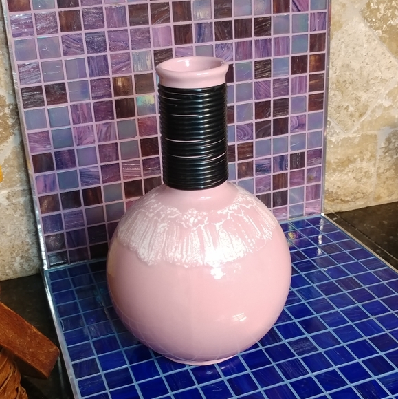 Vintage Other - MCM art pottery pink drip glaze vase